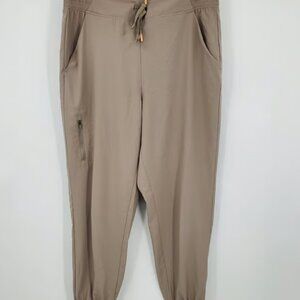 Eddie Bauer Moisture Wicking Brown / Tan Coral Accent String Jogger Pants Large